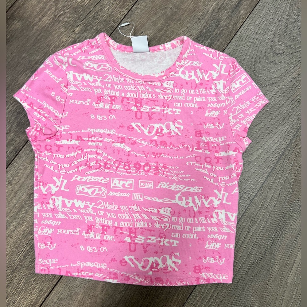 Bershka Pink Text Print Kids T-Shirt